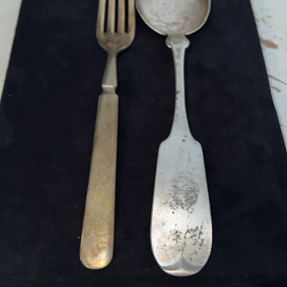 Antique Prussian Sterling Silver fork & serving spoon